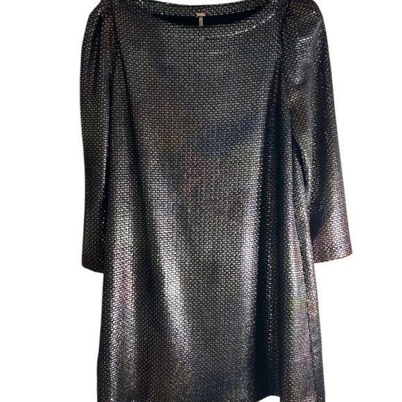 Free People Black Metallic Iridescent Mini Dress XS | Diamonds Are Forever - Picture 1 of 3